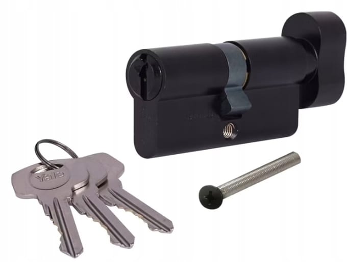Yale Cilinder Zwart 45/45mm met Knop - 3 Sleutels
