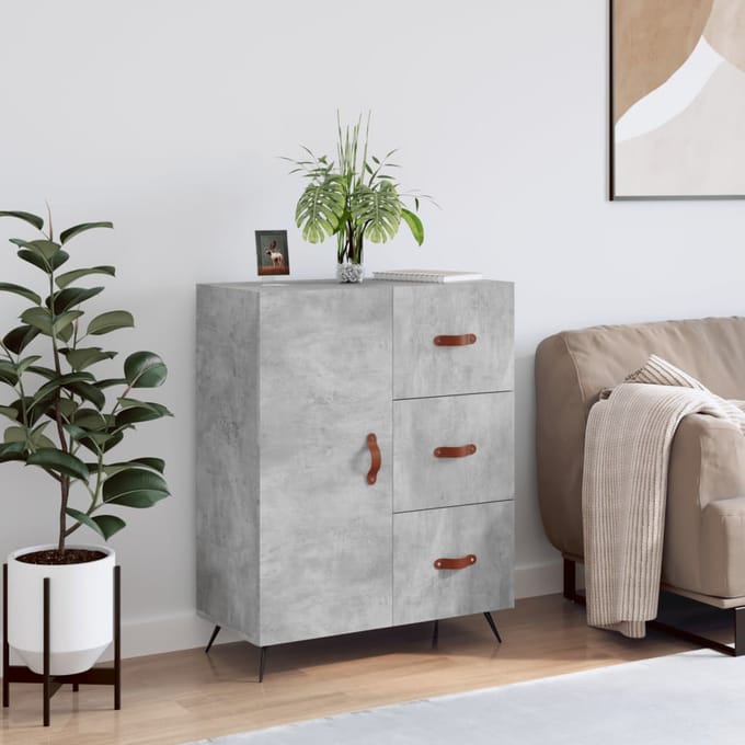 vidaXL - Dressoir - 69,5x34x90 - cm - bewerkt - hout - betongrijs