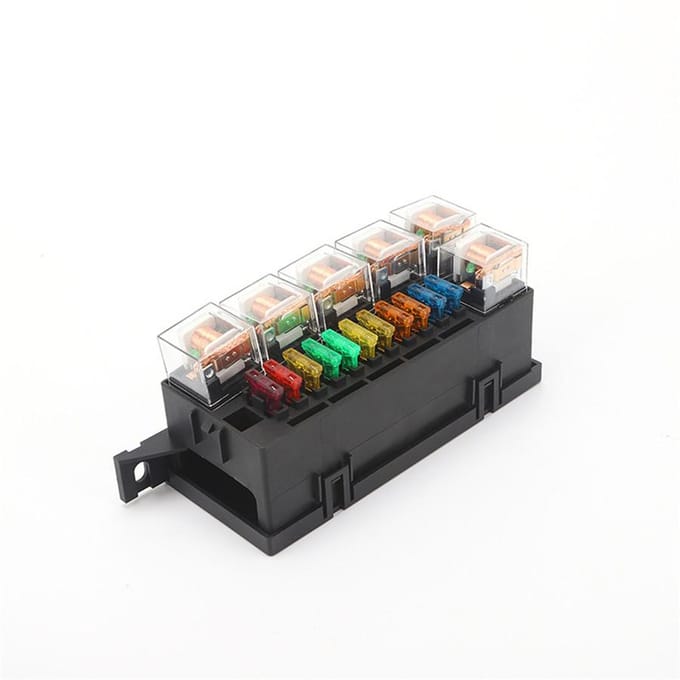 Boîte à fusibles 11 routes, support de relais 6 relais 80A 12V voiture camion bateau marin universel gray