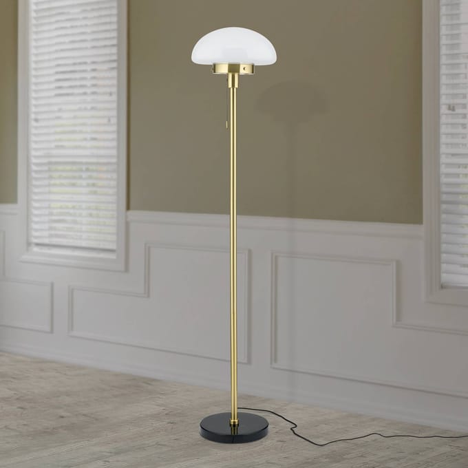 ORION Vloerlamp Sparta, zwart/messing, glas, marmer, 148 cm