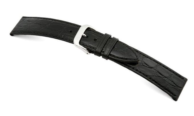 Lederband Bahia 20mm zwart met Krokodillenprint