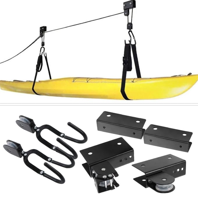 Multifunctionele Kajak Hijs Lift Garage Opslag Bevestiging Kano Hijs Accessoires black