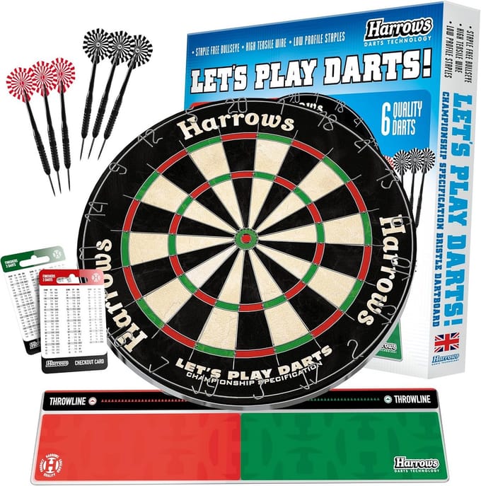 Traditioneel Sisal Dartbord "Let's Play Darts"