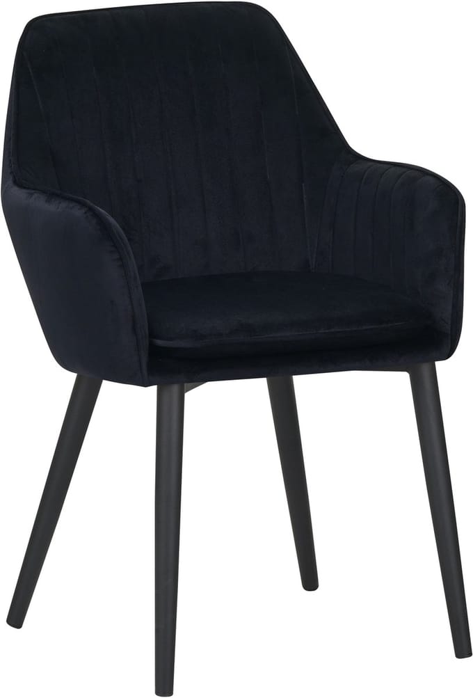 Colenis® - Melly Eetkamerstoel - Set Van 2 - Zwart - Fluweel - Velvet - Met armleuning