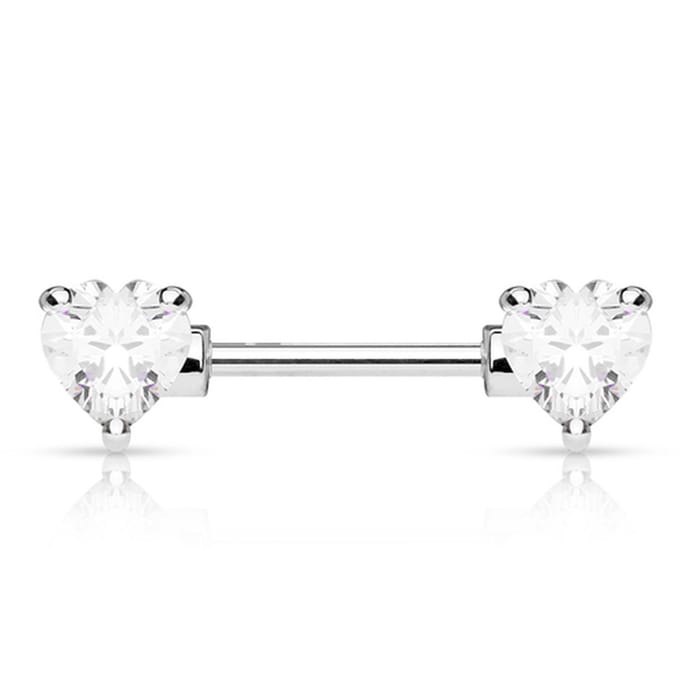 Tepelpiercing hart met steen 1.6x12 - zilver - LMPiercings