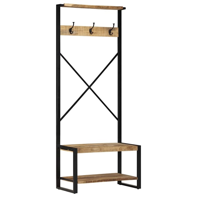 vidaXL - Kledingrek - 80x40x190 - cm - massief - ruw - hout - mango