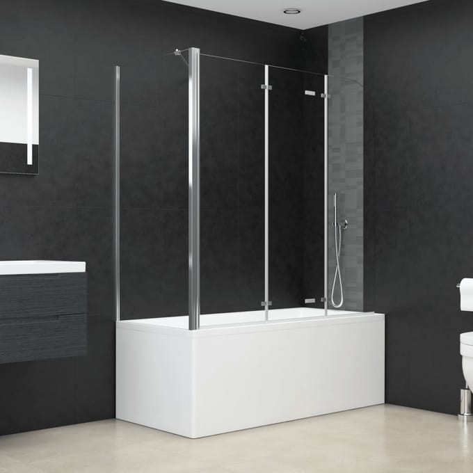 vidaXL - Badwand - 120x69x130 - cm - gehard - glas - transparant