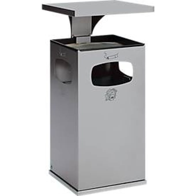 Combi-asbak B42, met dak, incl. binnenwerk, zilver