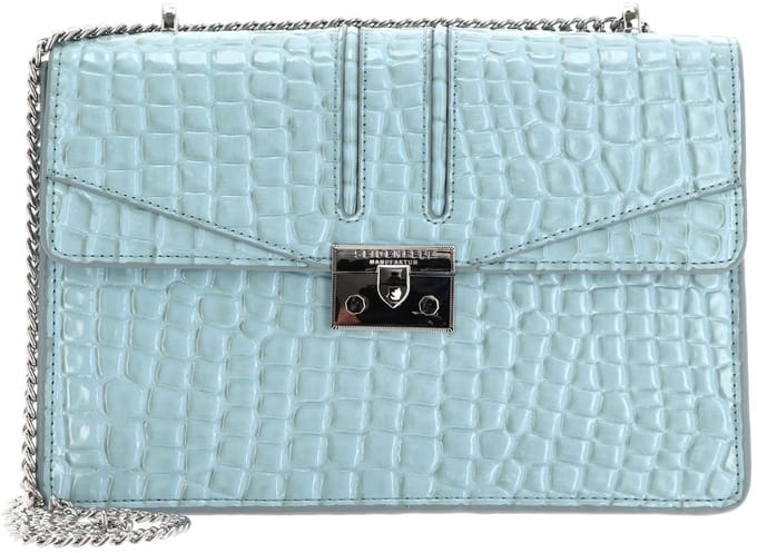 SEIDENFELT MANUFAKTUR Avondtas Schoudertas Roros Big Croco Print Ice Blue Lichtblauw