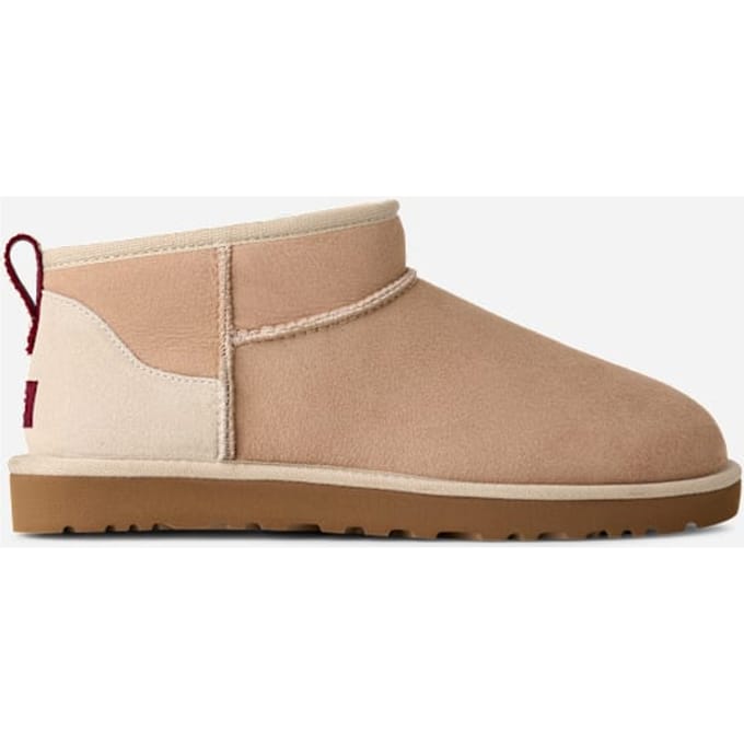 UGG® Classic Ultra Mini for Men in Driftwood/Biking Red, Size 11, Shearling/Polyester