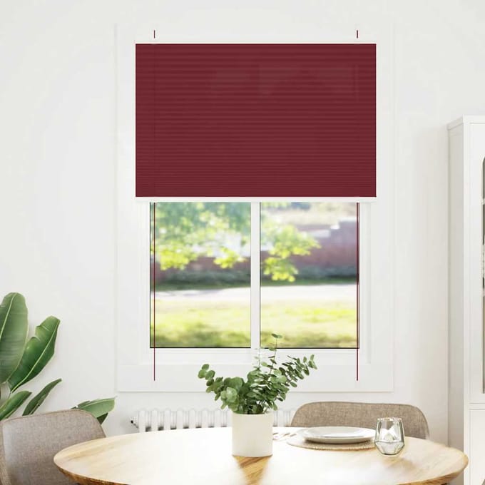 vidaXL - Plissé - rolgordijn - 90x100 - cm - stofbreedte - 89,4 - cm - bordeauxrood