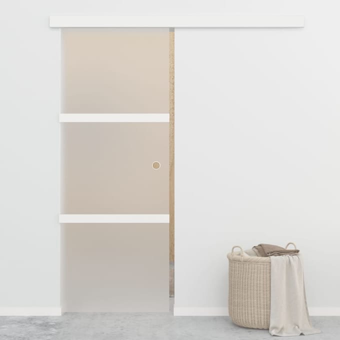 vidaXL - Schuifdeur - met - zachte - stops - 76x205 - cm - ESG-glas - en - aluminium