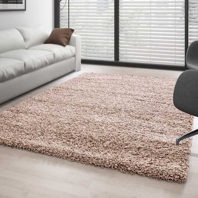 Hoogpolig vloerkleed, effen kleur BEIGE 100x200 cm
