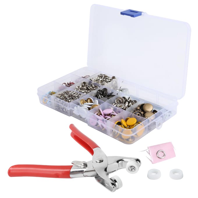 Drukknopen Kit Kleurrijke Messing Steekknopen met Installatiegereedschap Set gray