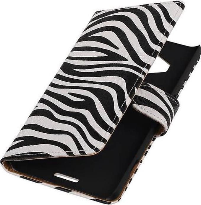 Zebra Bookstyle Wallet Case Hoesjes Geschikt voor Microsoft Lumia 950 XL Wit
