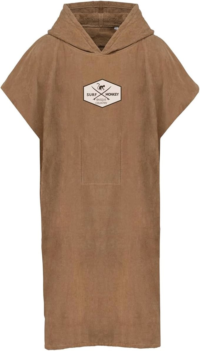 Surfponcho - Biologisch katoen / Geborduurd logo (beige S-M)