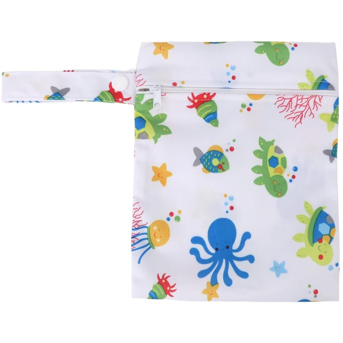 3pcs Sacs Humides Secs pour Sac à Couches Résistant à l'Eau Réutilisables Fermeture Éclair Anse à Pression Tissu Imprimé 3pcs B17