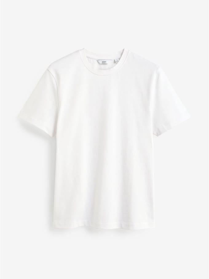 Next - Heren - Normale Pasvorm - Zwaar T-shirt - Wit