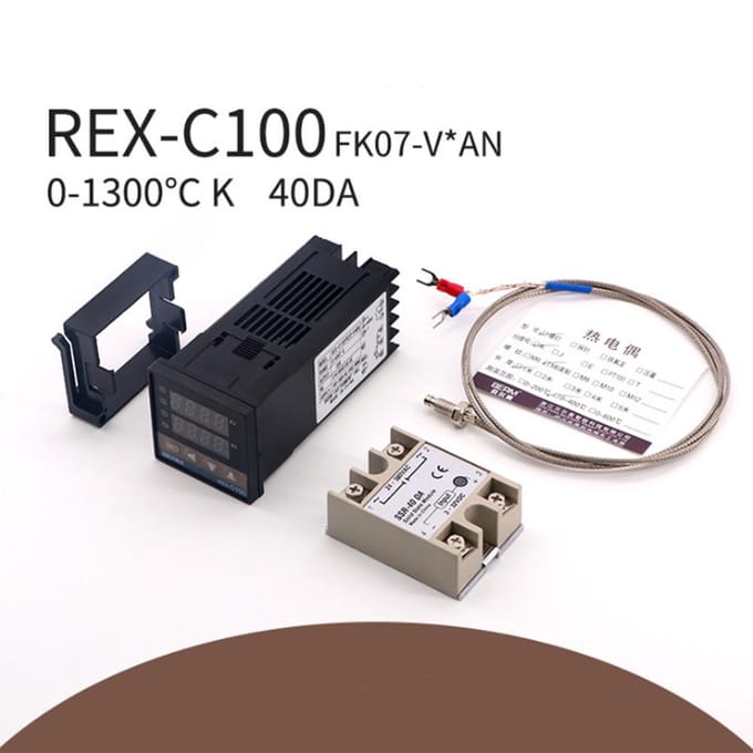 REX-C100FK07-V*AN Intelligente temperatuurregelaar SSR-uitgang + SSR-40 DA + M6 1M kabel 3-delige set 1 set black