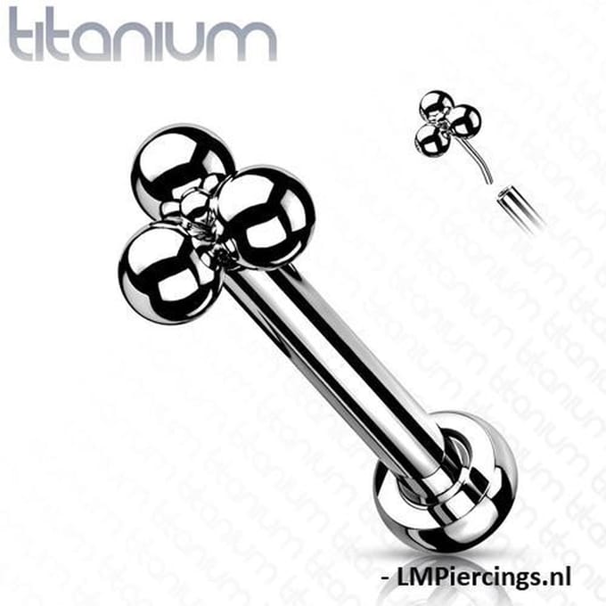 Piercing titanium triangular push in 1.2x8x3 - zilver - LMPiercings