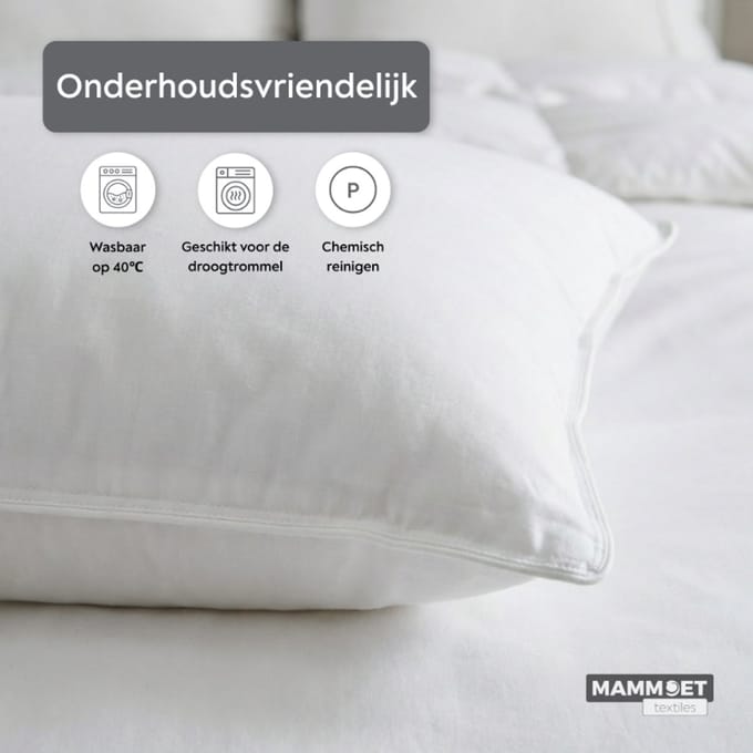 Mammoet Hoofdkussen Dream 60 x 70 cm - 100% katoen - microfiber vulling - hypoallergeen - vlamvertragend - wit