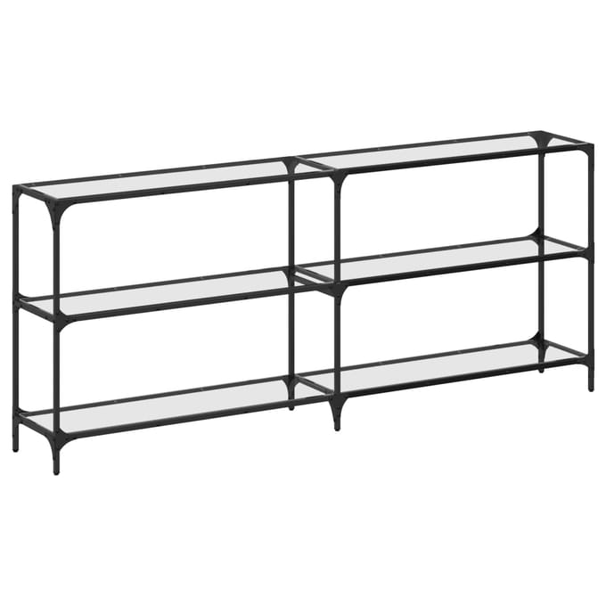 vidaXL Wandtafel met transparant glazen blad 194,5x30x81 cm staal