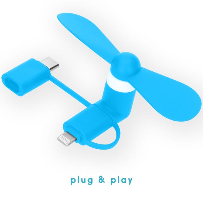 imoshion 3-in-1 smartphone ventilator geschikt voor Lightning, USB-C & Micro-USB - Blauw