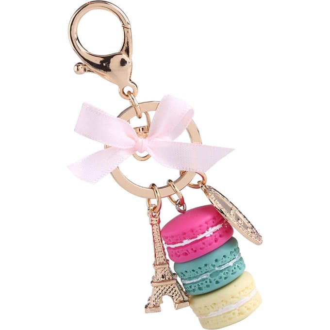 Kleurrijke Schattige Macaron Eiffeltoren Sleutelhanger Sleutelhanger Tas Hanger Auto Charm Decoratie(Roosrood)