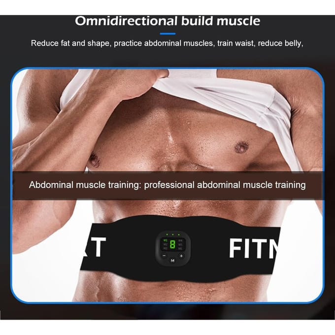 6 Modi Buik Taille Trimmer Buikspier Stimulator Riem Platte en Buik Workout Verstevigende Massager zwart