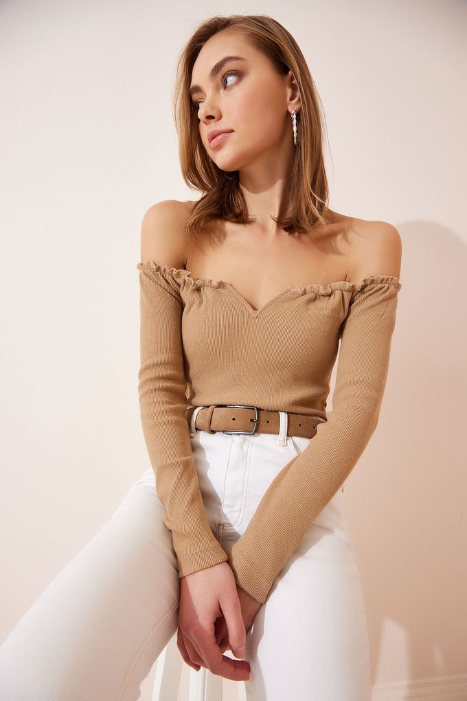 Getailleerde Blouse met Lange Mouwen en Hartkraag
