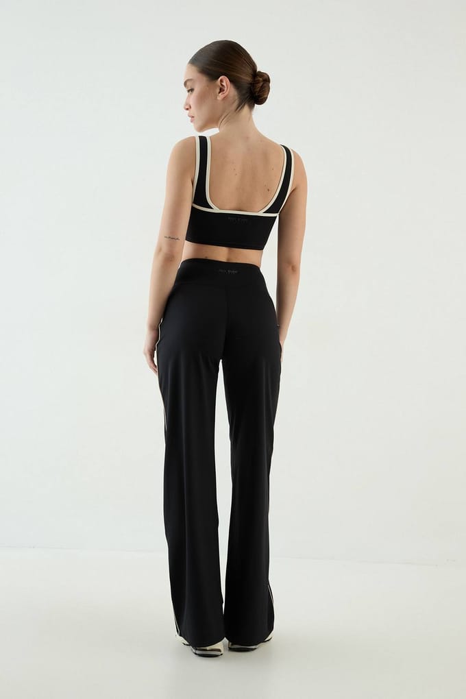 Dames Dsgn Studio Contour Bies Wijde Pijpen Yogabroek | Zwart | Maat: Medium