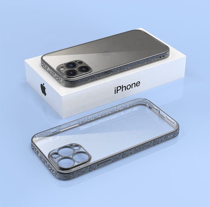 Smartphonica iPhone 13 Pro hoesje met 3D metallic opdruk - Zwart geschikt voor iPhone 13 Pro