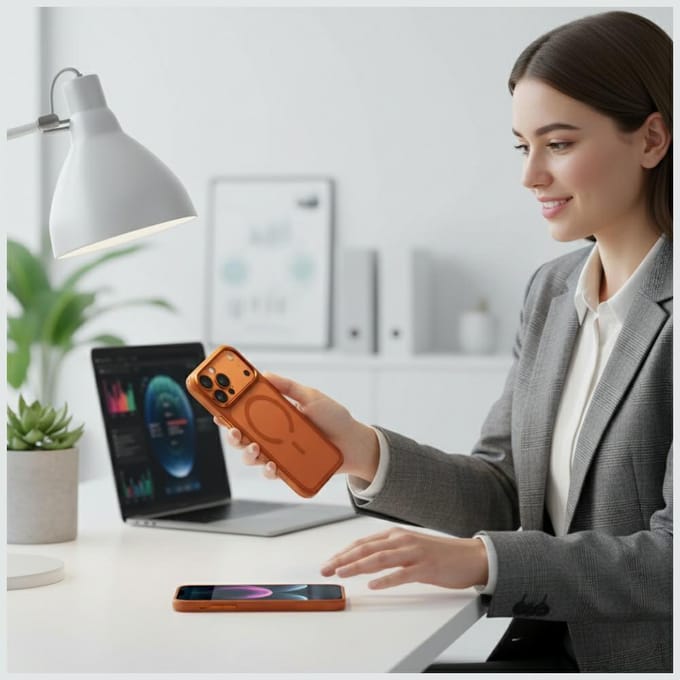 Hoesje UNIQ Veren voor iPhone 17 Pro Max Magclick Opladen oranje