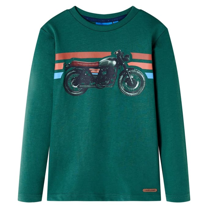vidaXL - Kindershirt - met - lange - mouwen - 92 - groen