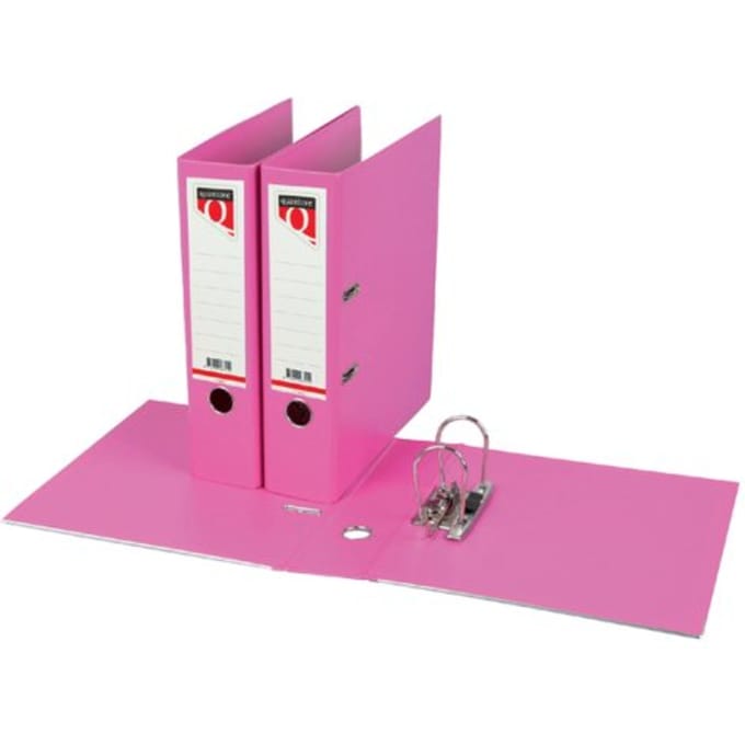 Ordner Quantore A4 - 2 ringen 80 mm - PP - roze - per 3 stuks