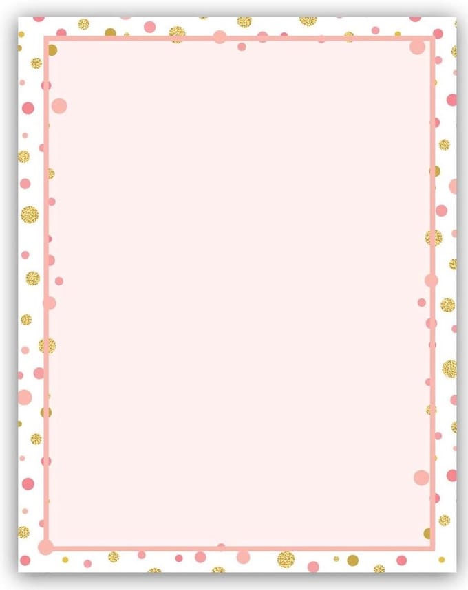 Briefpapier met rand - Papier met stippen - Creatief schrijven - Puntrand ontwerp - 60 vellen - Lichtroze
