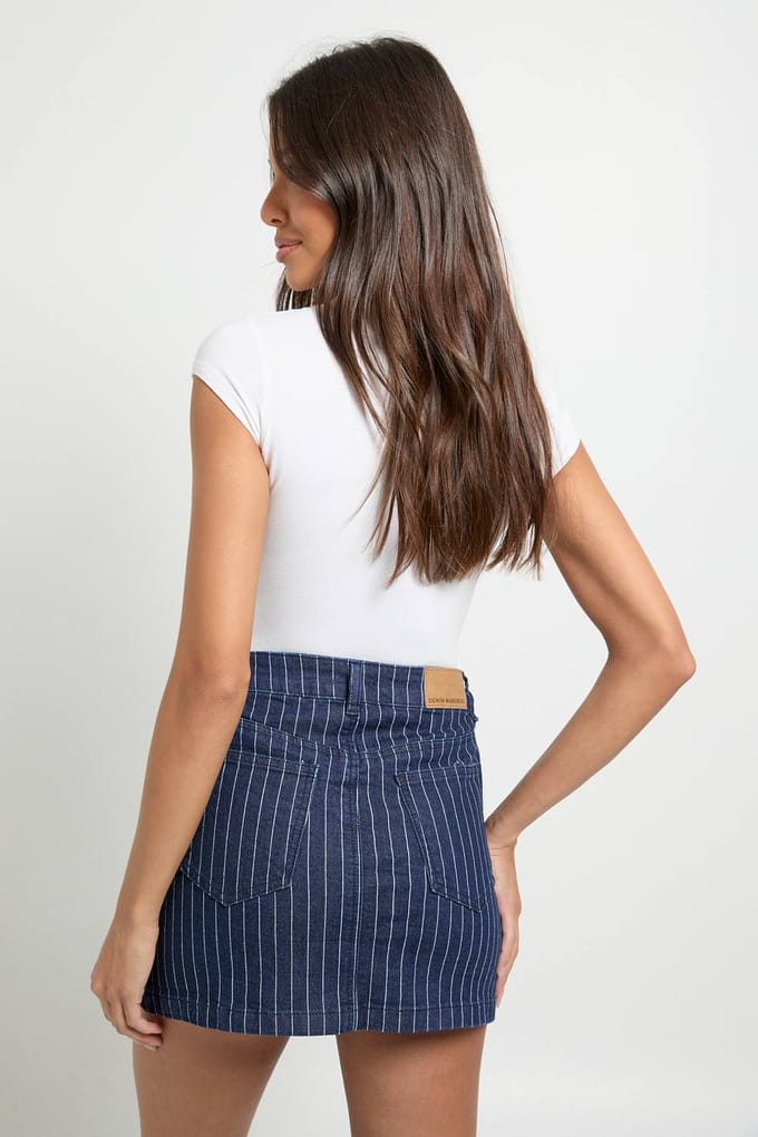 boohoo Dames Stripe Denim Rok | Indigo | Maat: 6