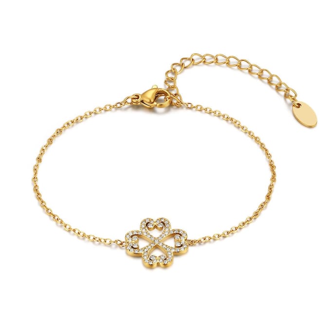 Twice As Nice Armband in edelstaal, hartvormige bedel Goudkleurig 16cm+3cm