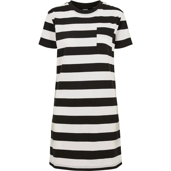 Urban Classics - Stripe Boxy Tee Korte jurk - XS - Zwart/Wit