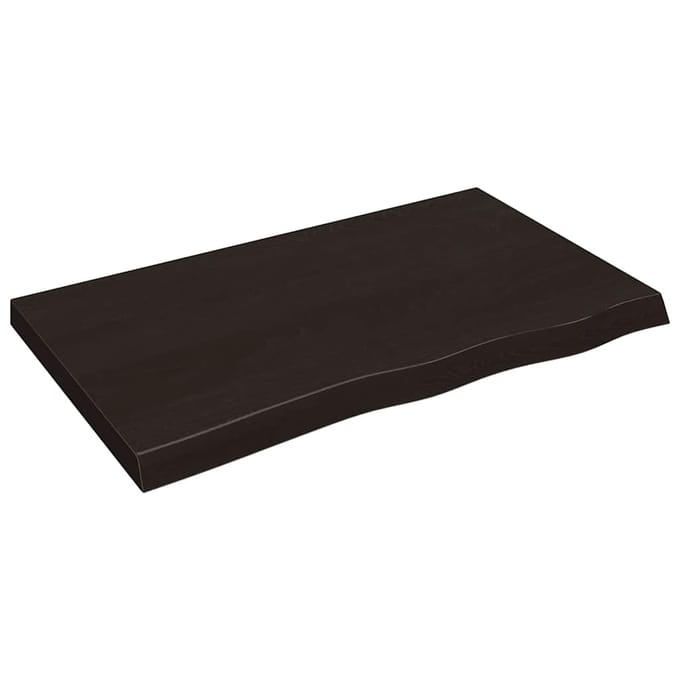 vidaXL - Wastafelblad - 100x60x(2-6) - cm - behandeld - massief - hout - donkerbruin