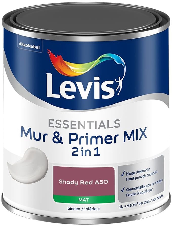 Levis - Essentials Mur & Primer Mix - Shady Red A50 - Mengverf - 1 L