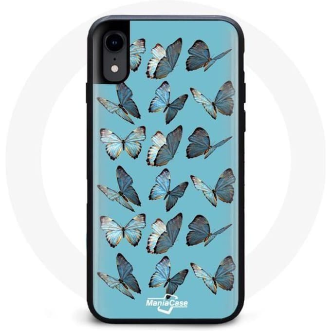 Coque Iphone X forêt papillons bleu