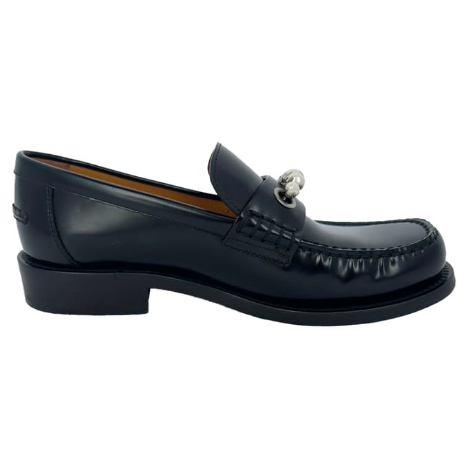 Christian Dior Parels Versierde Loafers in Zwart Leer