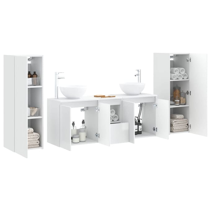vidaXL - Badkamermeubel - Set - 5 - st - Hoogglans - Wit - 33 - x - 34,5 - x - 100 - cm