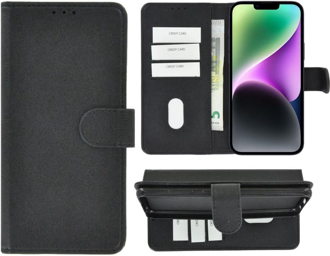 MoDo hoesje Geschikt voor iPhone 14 Plus - Kunstleer Book Case - Zwart