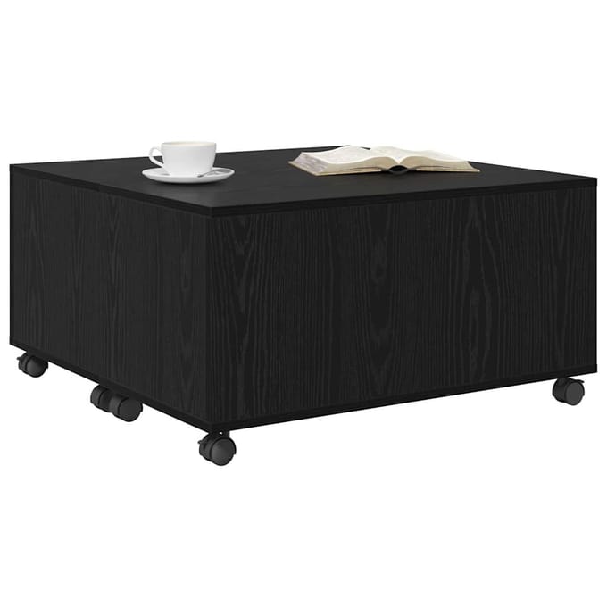 vidaXL - Salontafel - Zwart - Eiken - 75 - x - 75 - x - 38 - cm - Bewerkt - hout