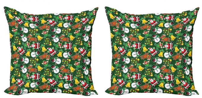 ABAKUHAUS Kussenhoezen Set – 2x40x40 cm, Dubbelzijdig bedrukt, Multicolor Groen