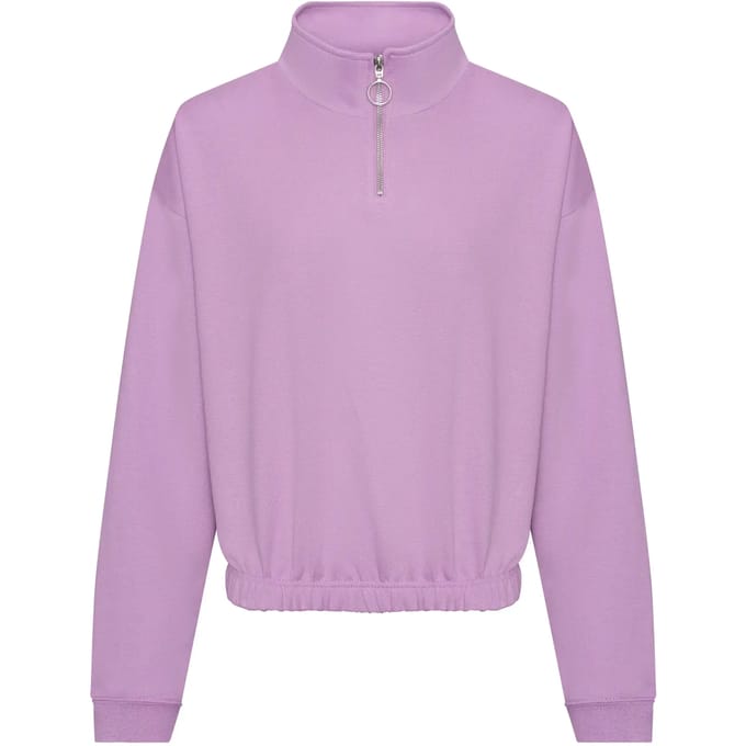 Just Hoods - Cropped 1/4 Dames Zip Sweater - Lavender maat S