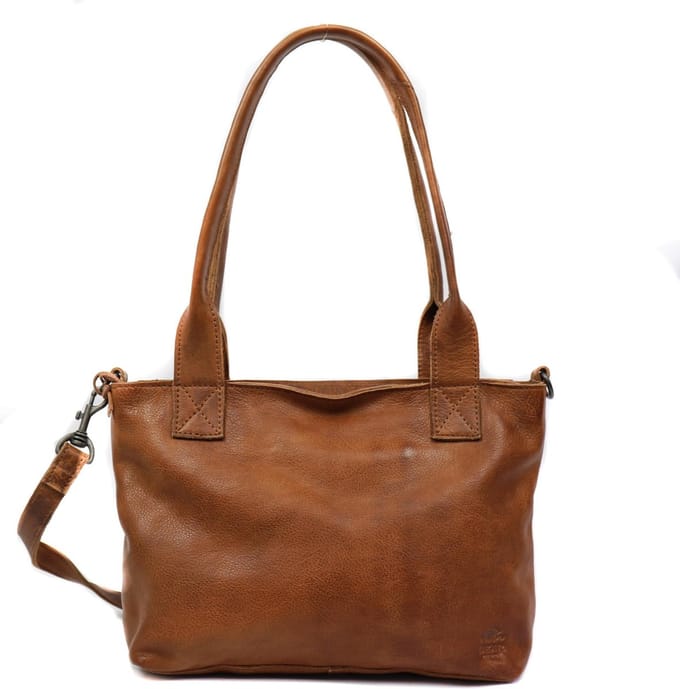 Bear Design Medium Schoudertas / Crossbody Tas Dames - Leer - Calisto Pelle - Cognac