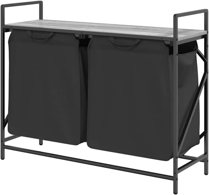 Wasmand met plank - Kleding organizer - Was sorteren - Twee vakken - 97 x 33 x 77 cm
